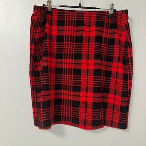 SHEIN Red and Black Plaid Mini Skirt